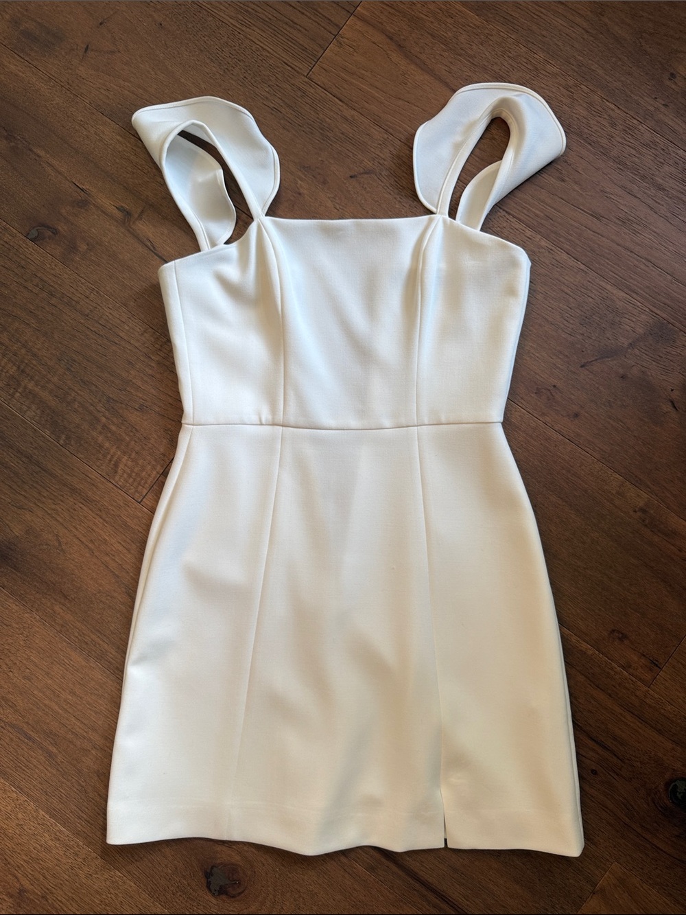Elegant Cream Square-Neck Mini Dress with Ruffled Straps